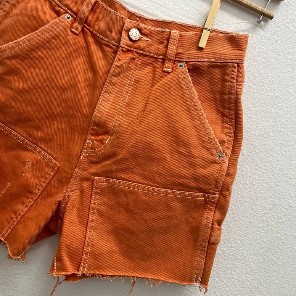 BDG Pumpkin Orange Denim Carpenter Shorts - Picture 4 of 12